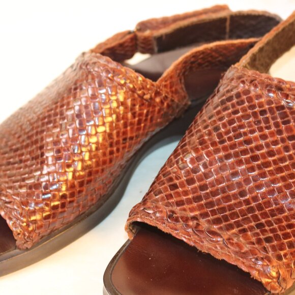 Brassboot Italy Men’s Brown Woven Leather Sandals Made in Italy Vibram Sole main image 6